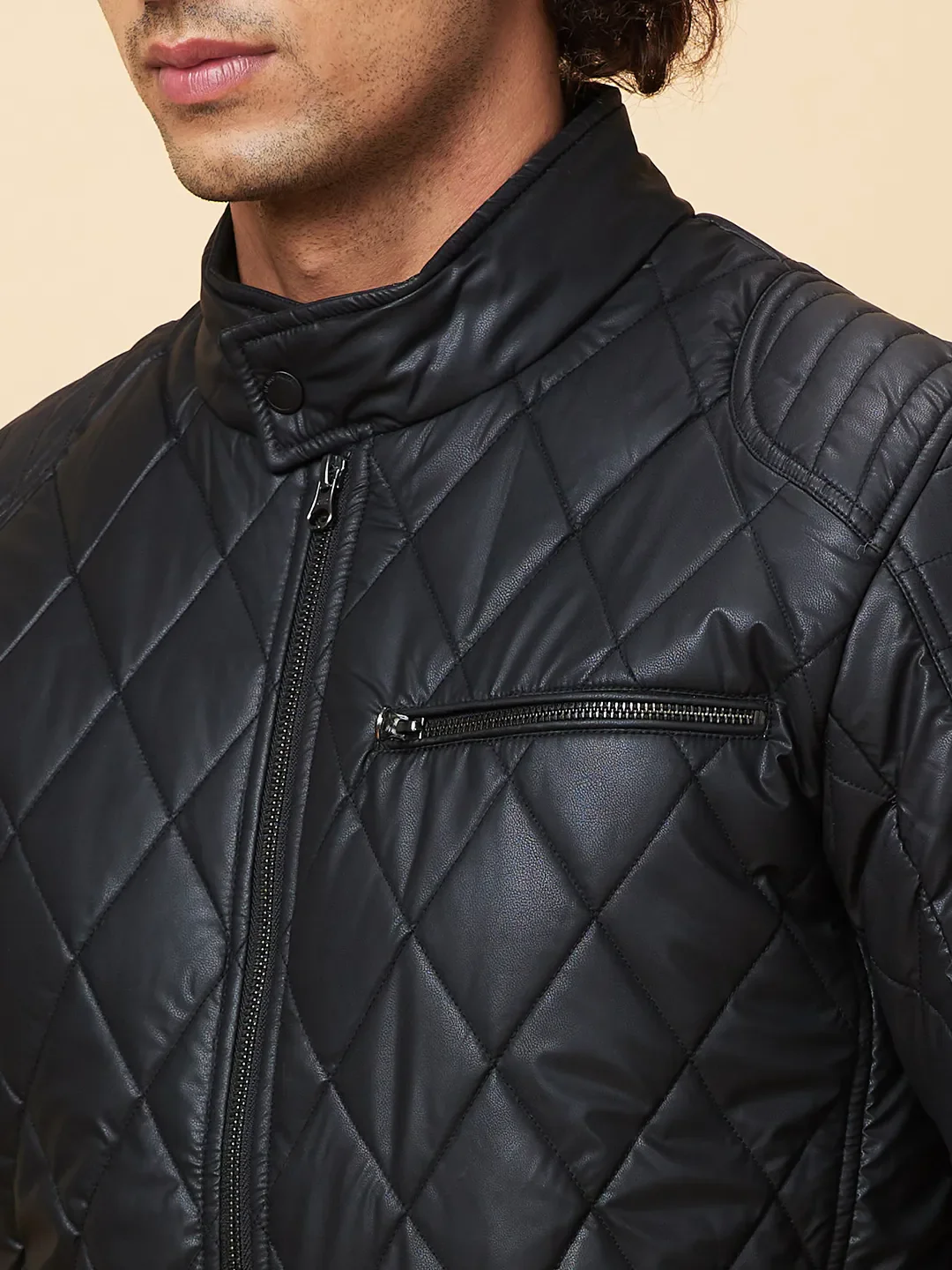 Black Regular Fit Men's Jacket by Being Human Clothing - Image 5