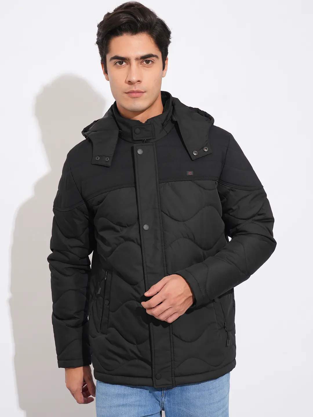 Black Regular Fit Men's Jacket by Being Human Clothing