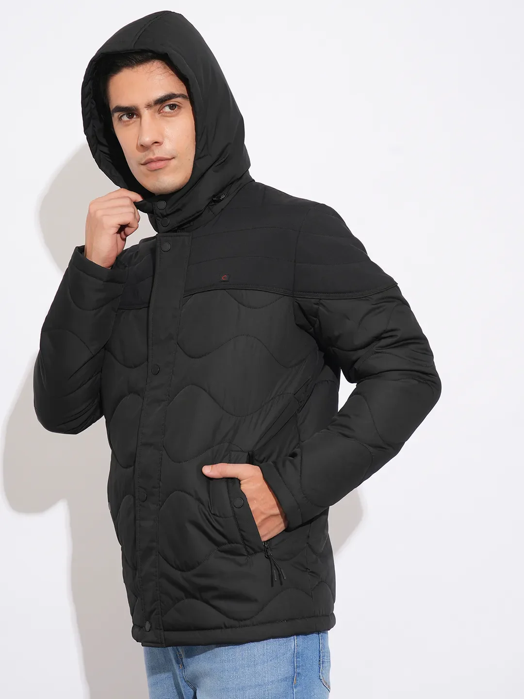 Black Regular Fit Men's Jacket by Being Human Clothing - Image 2