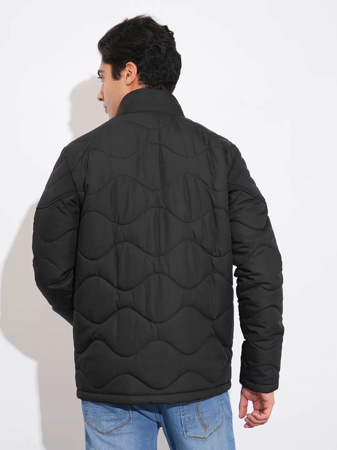 Black Regular Fit Men's Jacket by Being Human Clothing - Image 3
