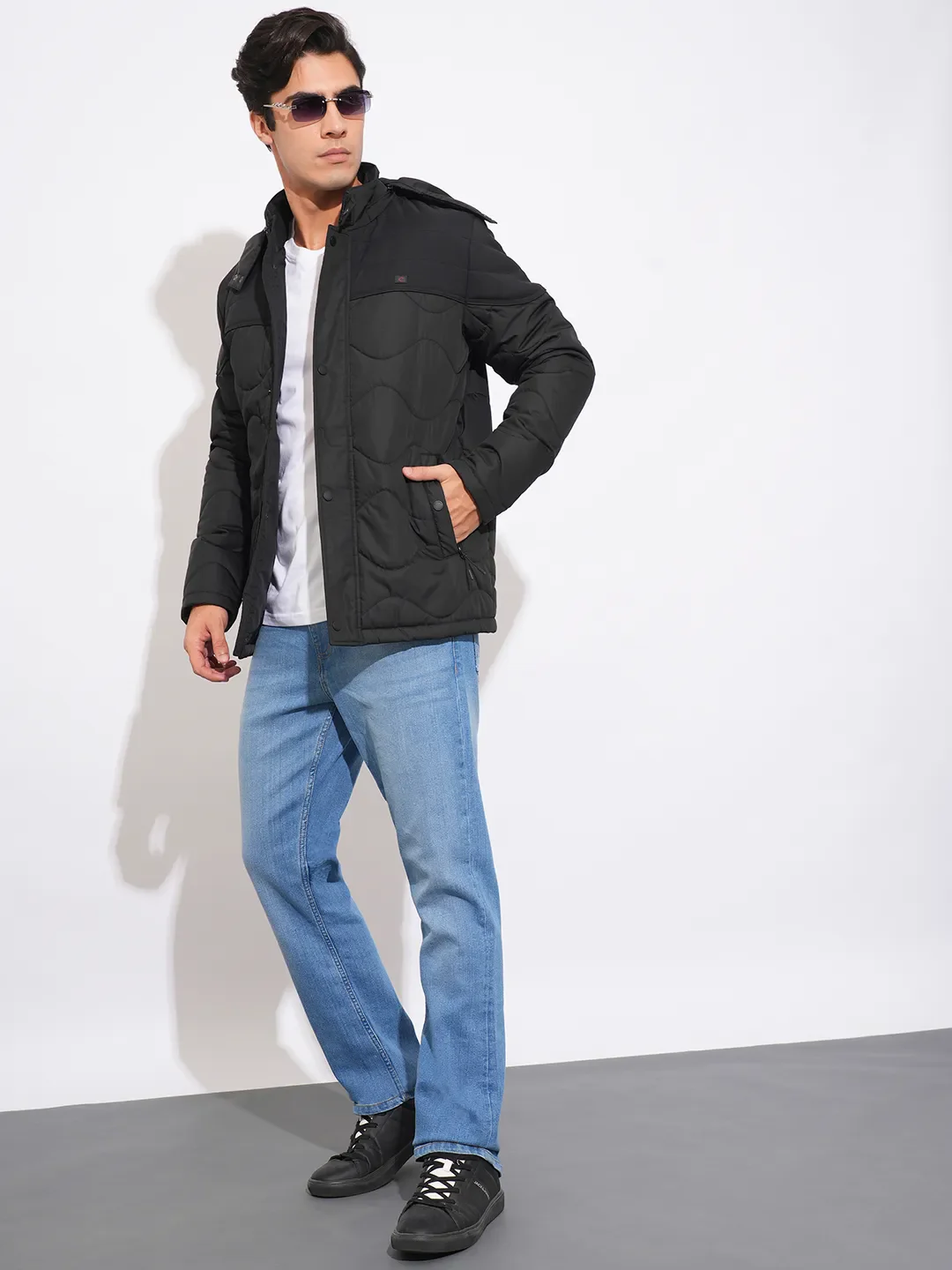 Black Regular Fit Men's Jacket by Being Human Clothing - Image 4