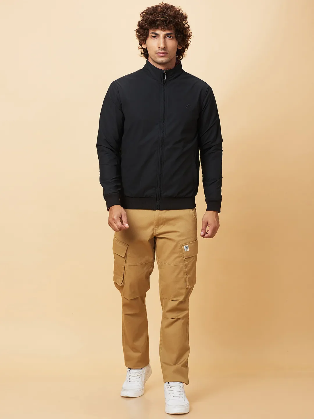 Black Regular Fit Men's Jacket by Being Human Clothing - Image 2