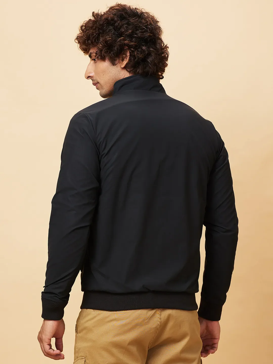 Black Regular Fit Men's Jacket by Being Human Clothing - Image 3