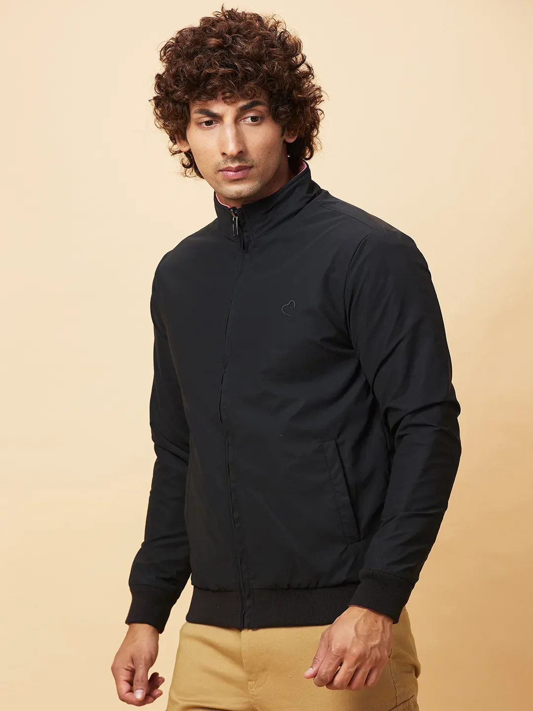 Black Regular Fit Men's Jacket by Being Human Clothing - Image 4