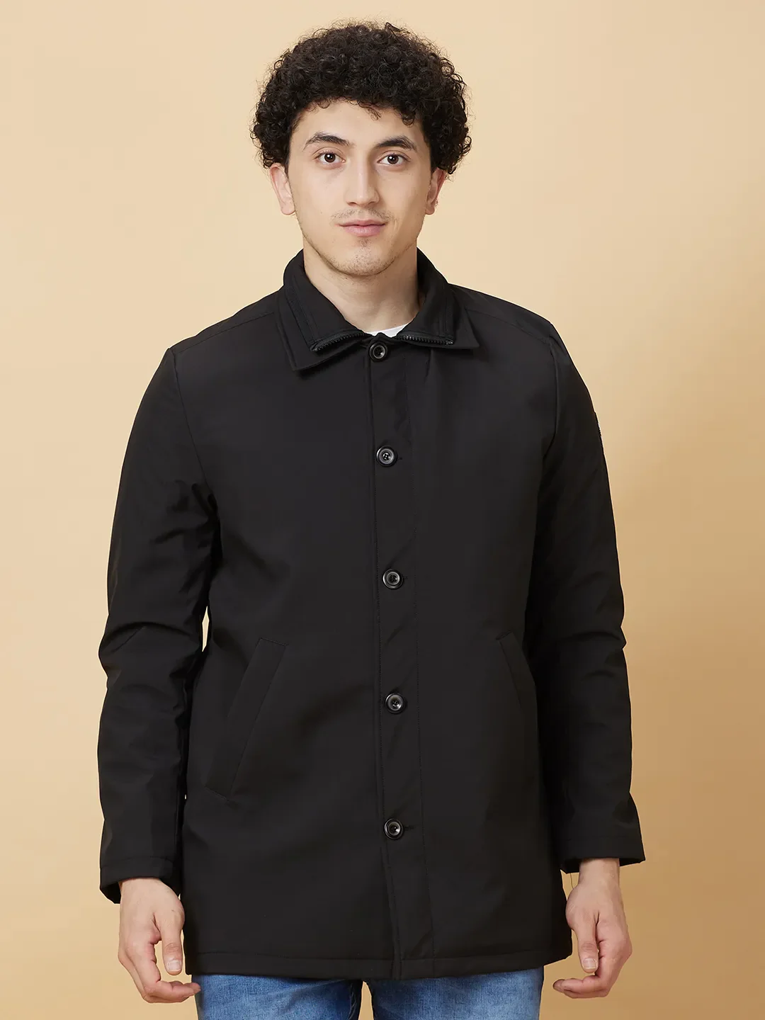 Black Regular Fit Long Sleeves Men's Jacket by Being Human Clothing