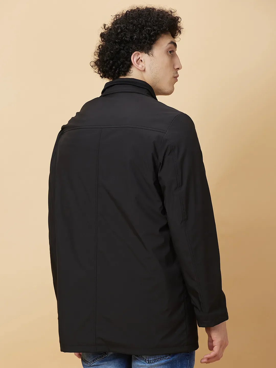 Black Regular Fit Long Sleeves Men's Jacket by Being Human Clothing - Image 3
