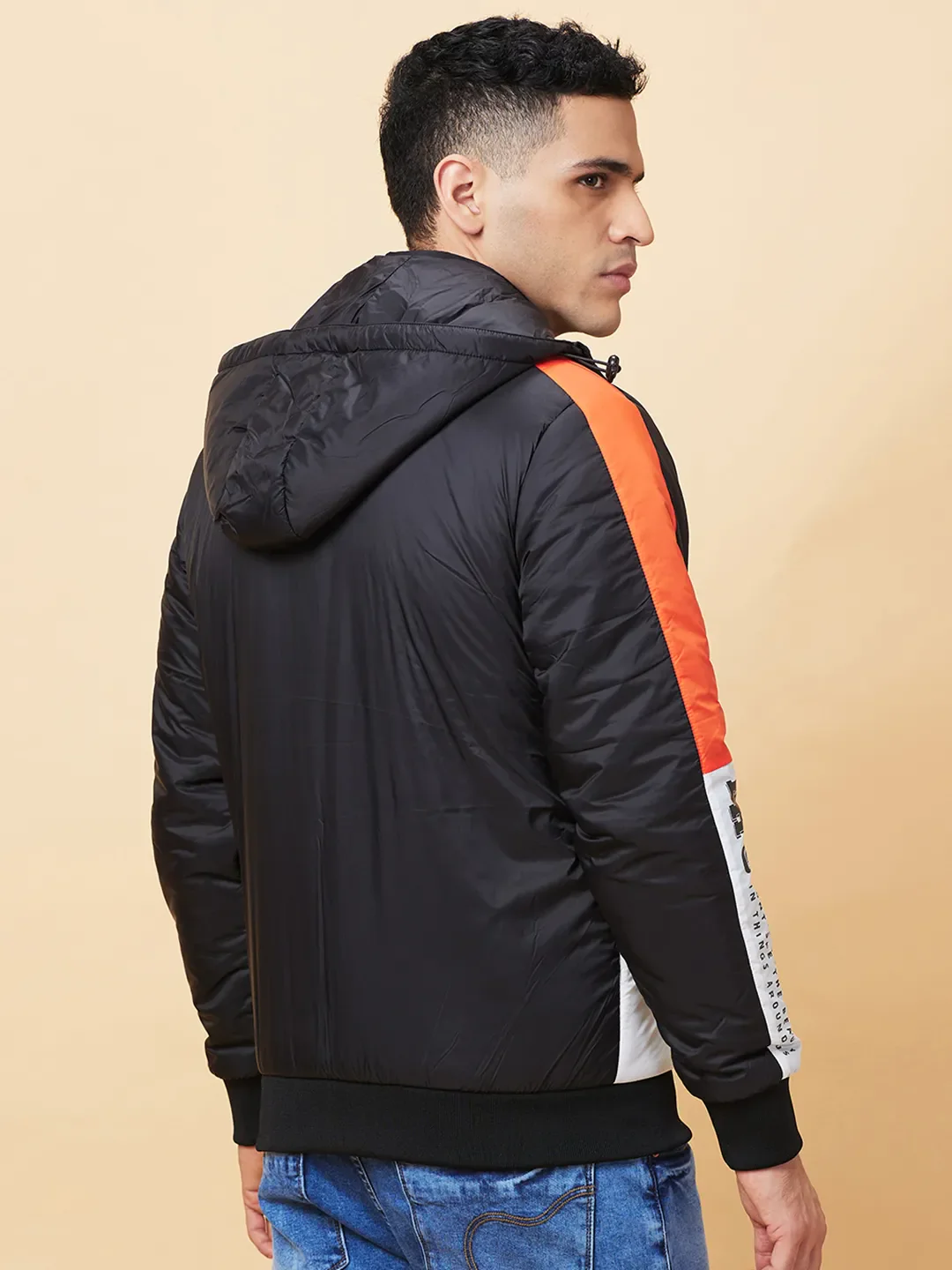 Black Regular Fit Men's Jacket by Being Human Clothing - Image 3