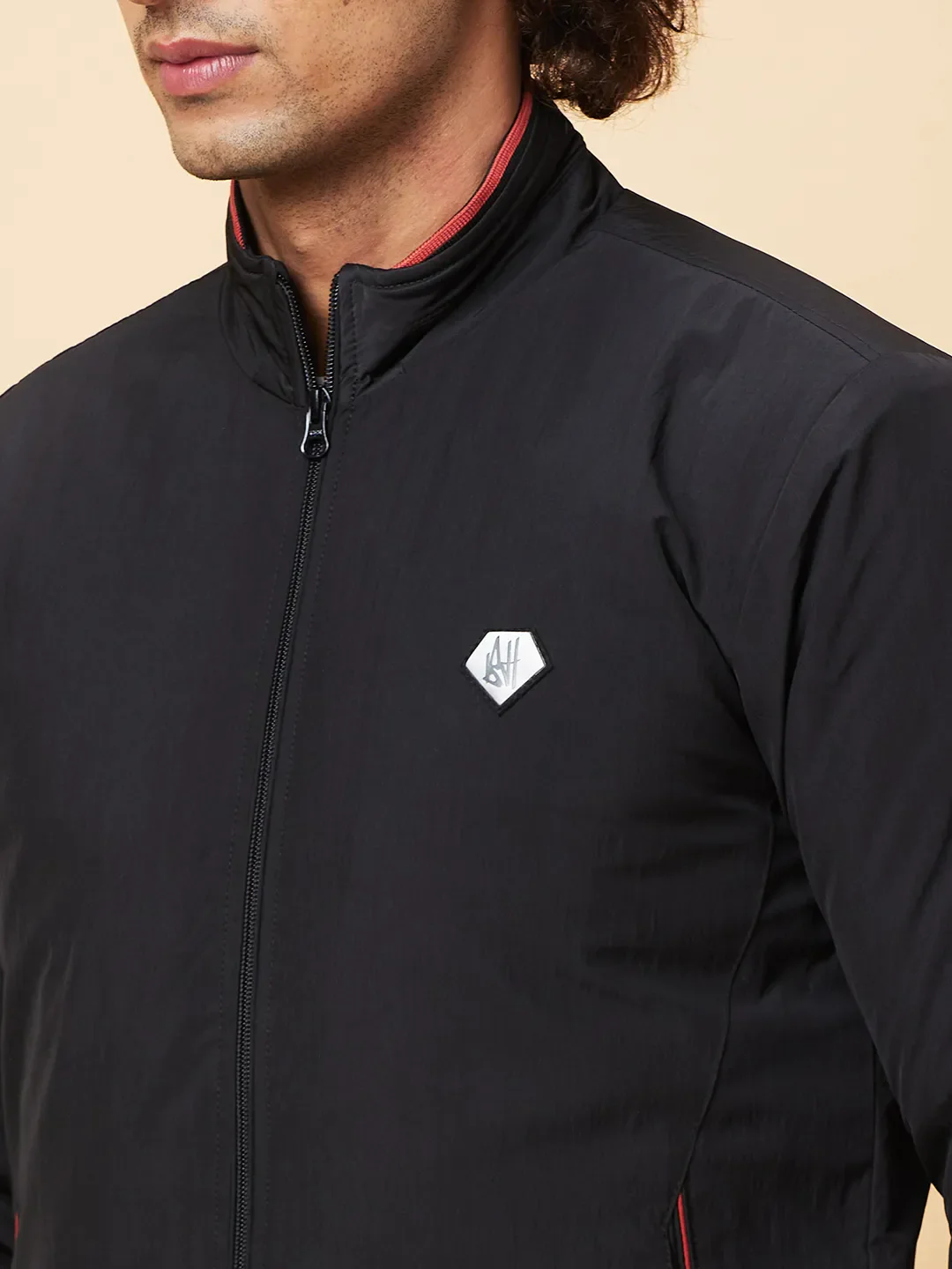 Black Regular Fit Men's Jacket by Being Human Clothing - Image 5