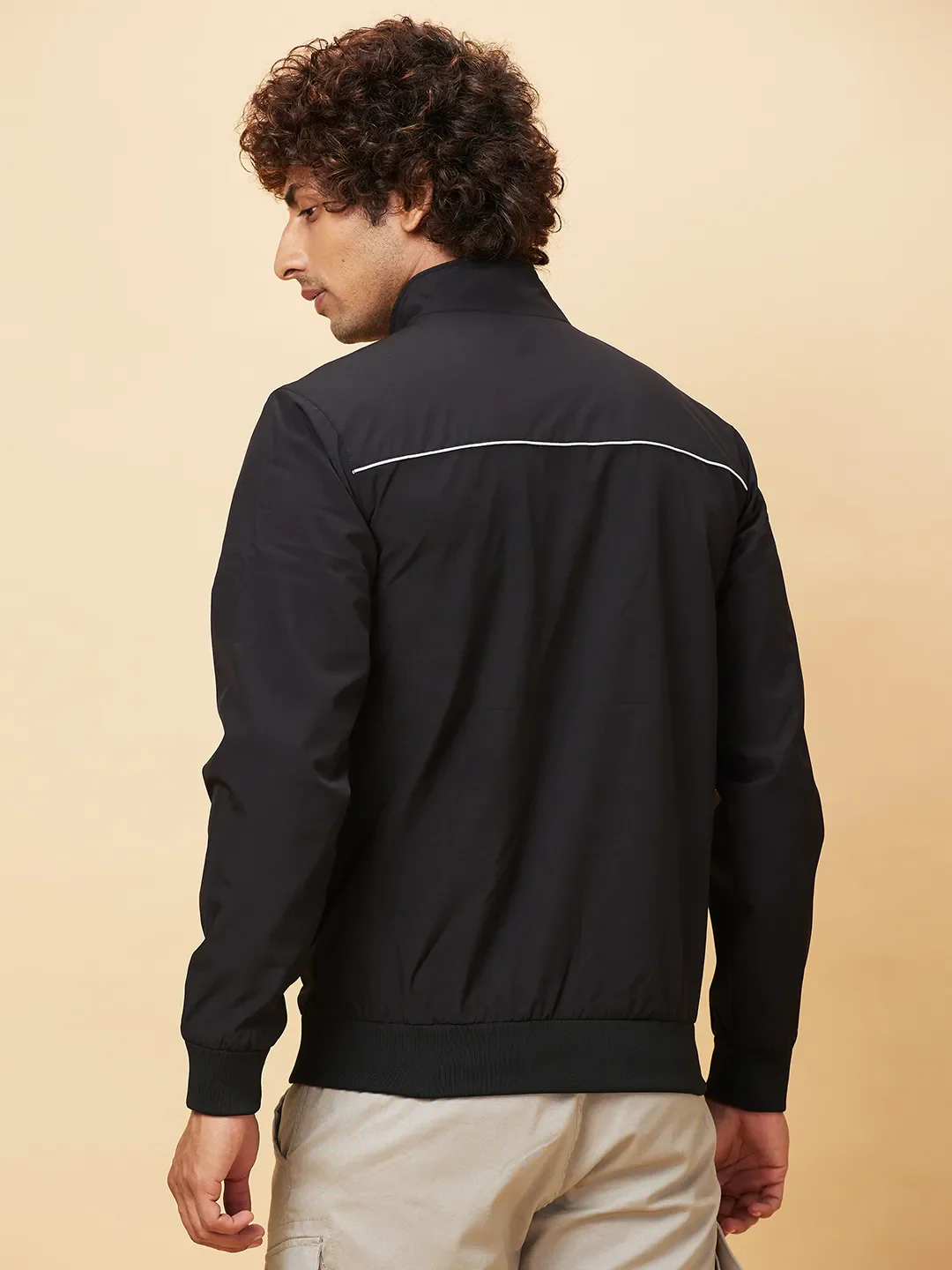 Black Regular Fit Men's Jacket by Being Human Clothing - Image 3