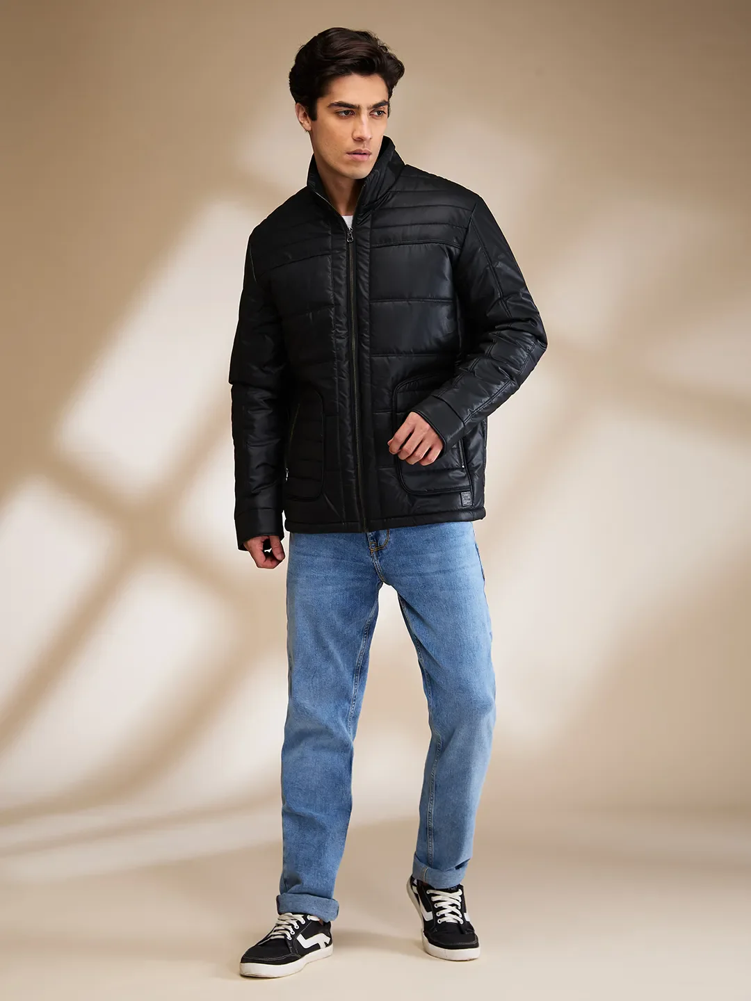 Black Regular Fit Long Sleeves Men's Jacket by Being Human Clothing - Image 2
