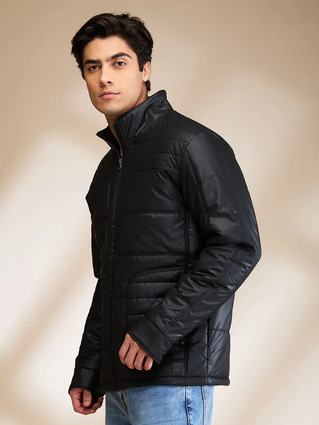 Black Regular Fit Long Sleeves Men's Jacket by Being Human Clothing - Image 4