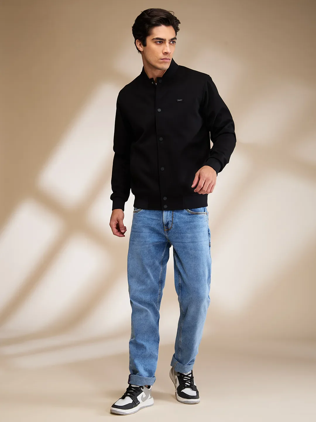 Black Regular Fit Long Sleeves Men's Jacket by Being Human Clothing - Image 2