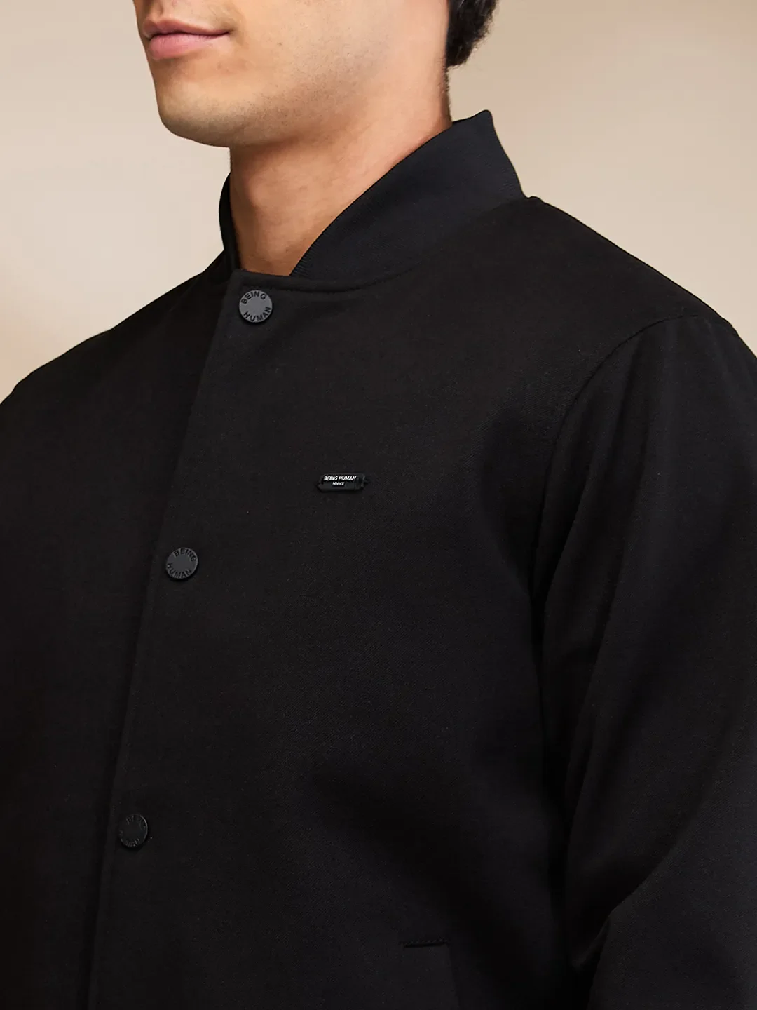 Black Regular Fit Long Sleeves Men's Jacket by Being Human Clothing - Image 5