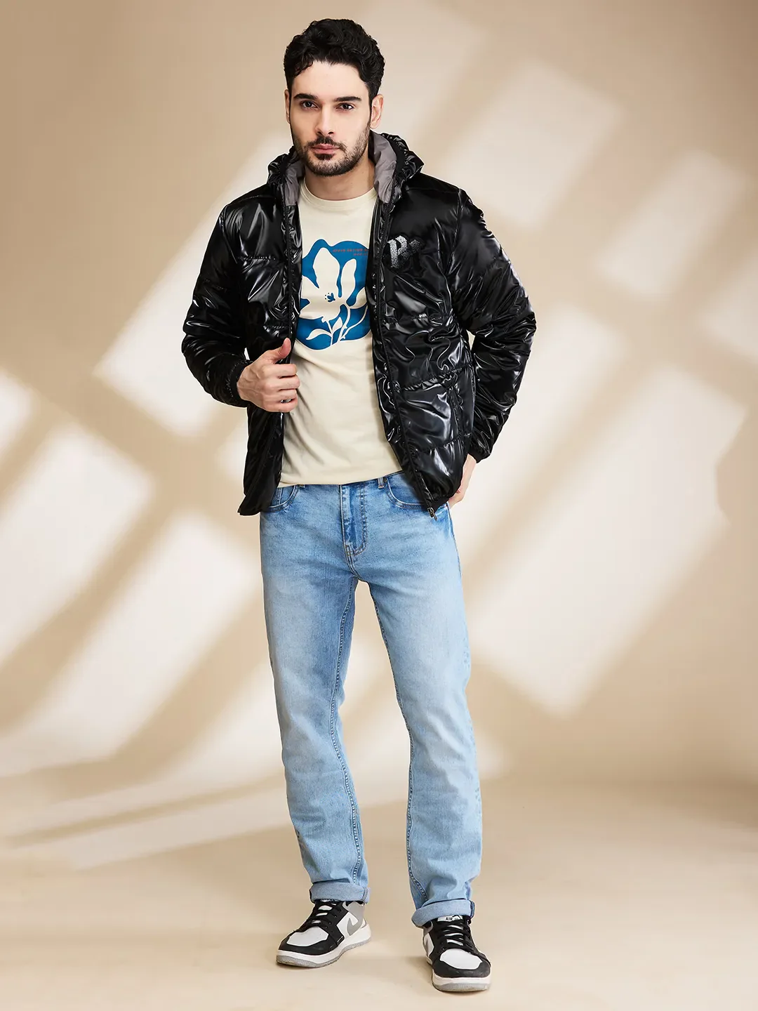 Black Regular Fit Long Sleeves Men's Jacket by Being Human Clothing - Image 2