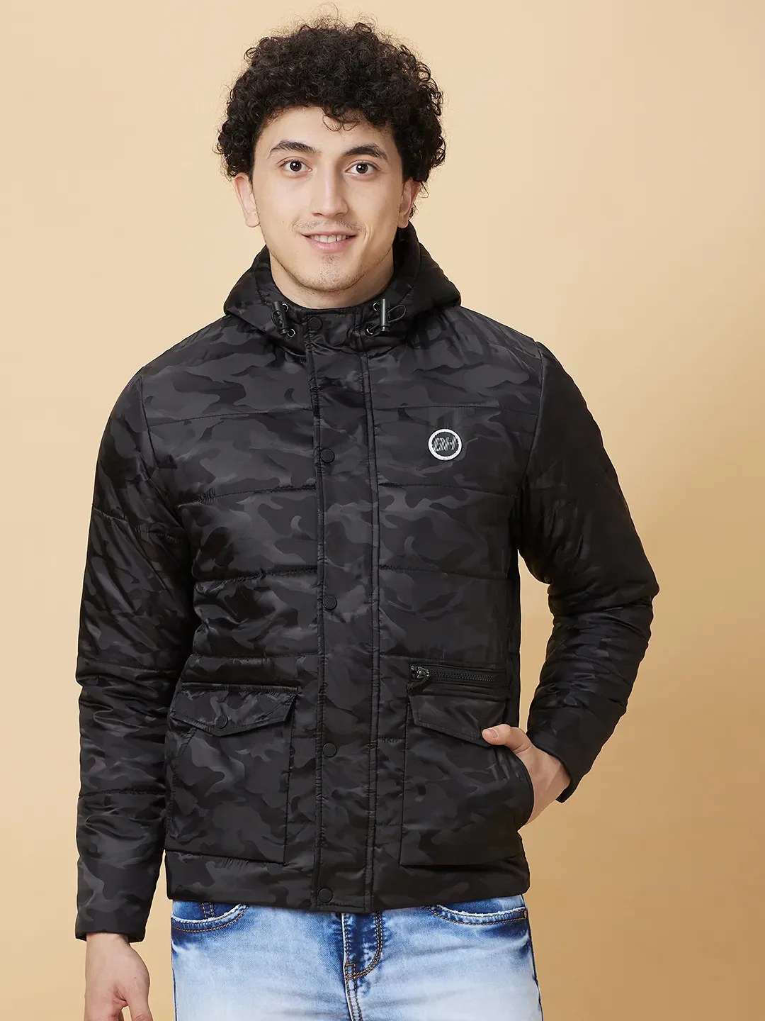 Black Regular Fit Men's Jacket by Being Human Clothing