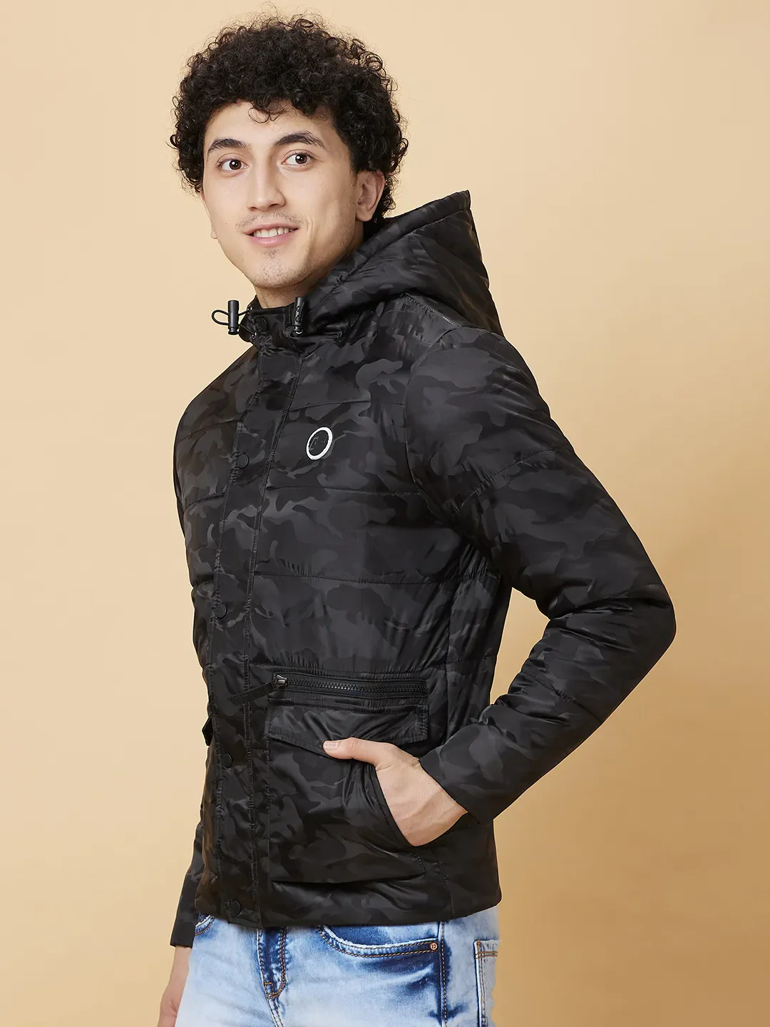 Black Regular Fit Men's Jacket by Being Human Clothing - Image 4