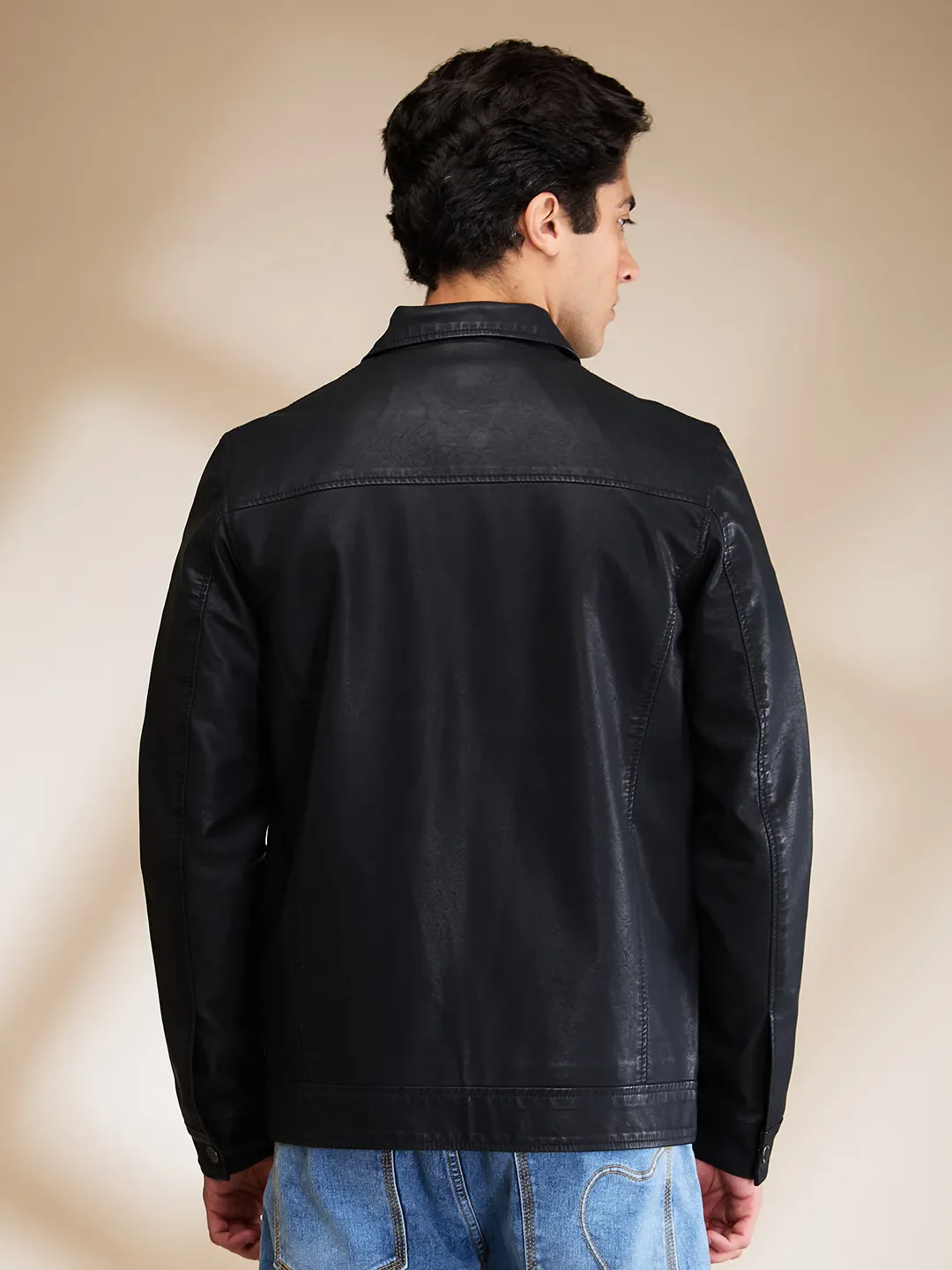 Black Regular Fit Long Sleeves Men's Jacket by Being Human Clothing - Image 3