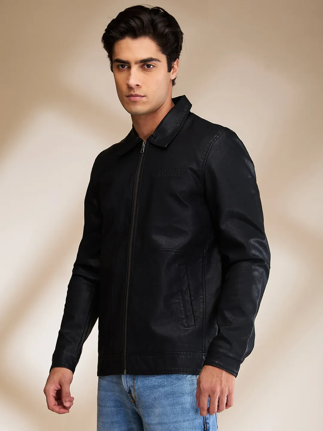 Black Regular Fit Long Sleeves Men's Jacket by Being Human Clothing - Image 4
