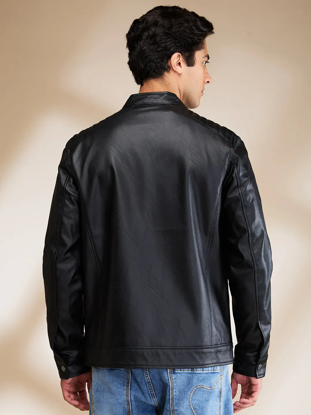 Black Regular Fit Men's Jacket by Being Human Clothing - Image 3
