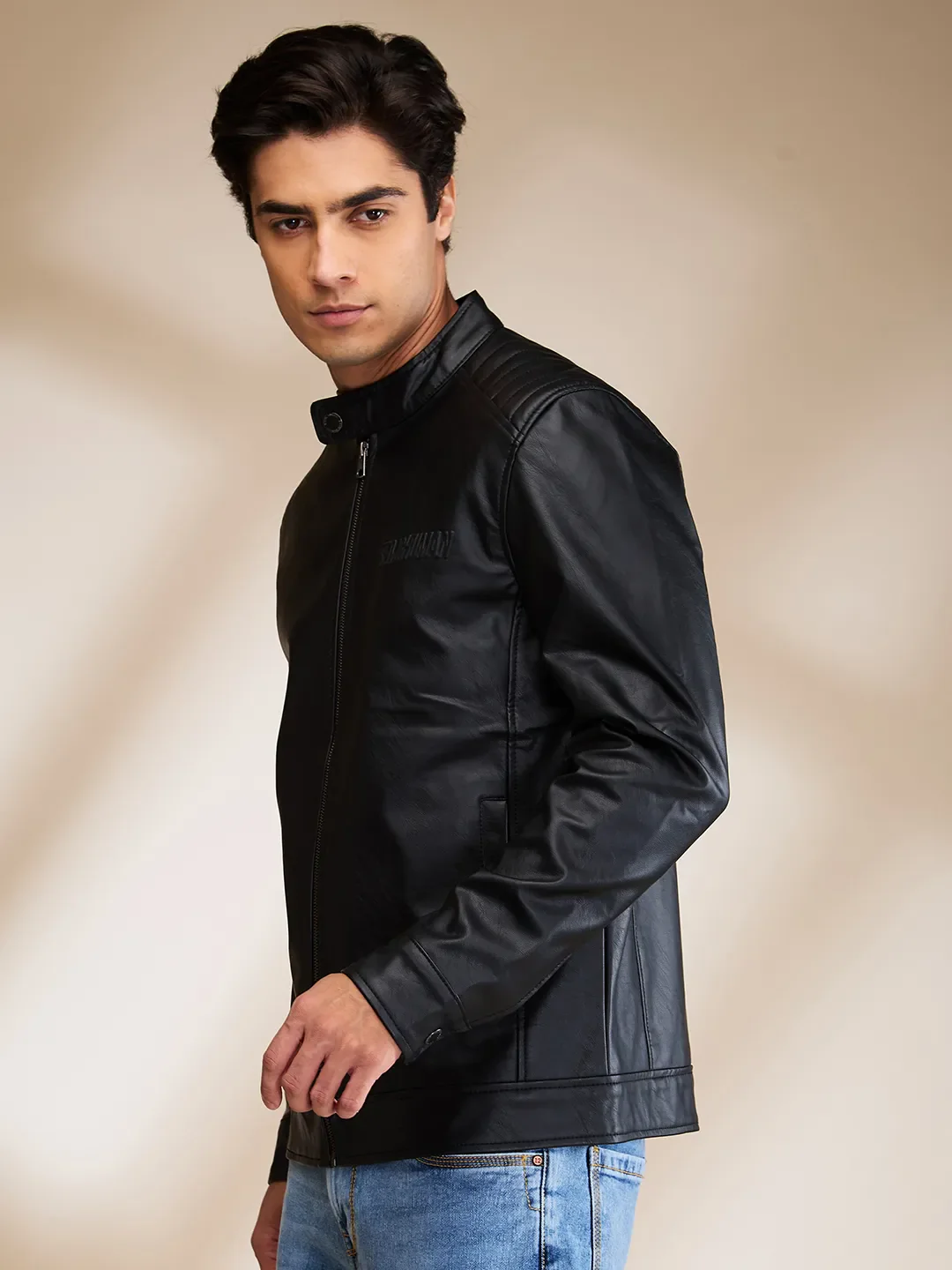 Black Regular Fit Men's Jacket by Being Human Clothing - Image 4