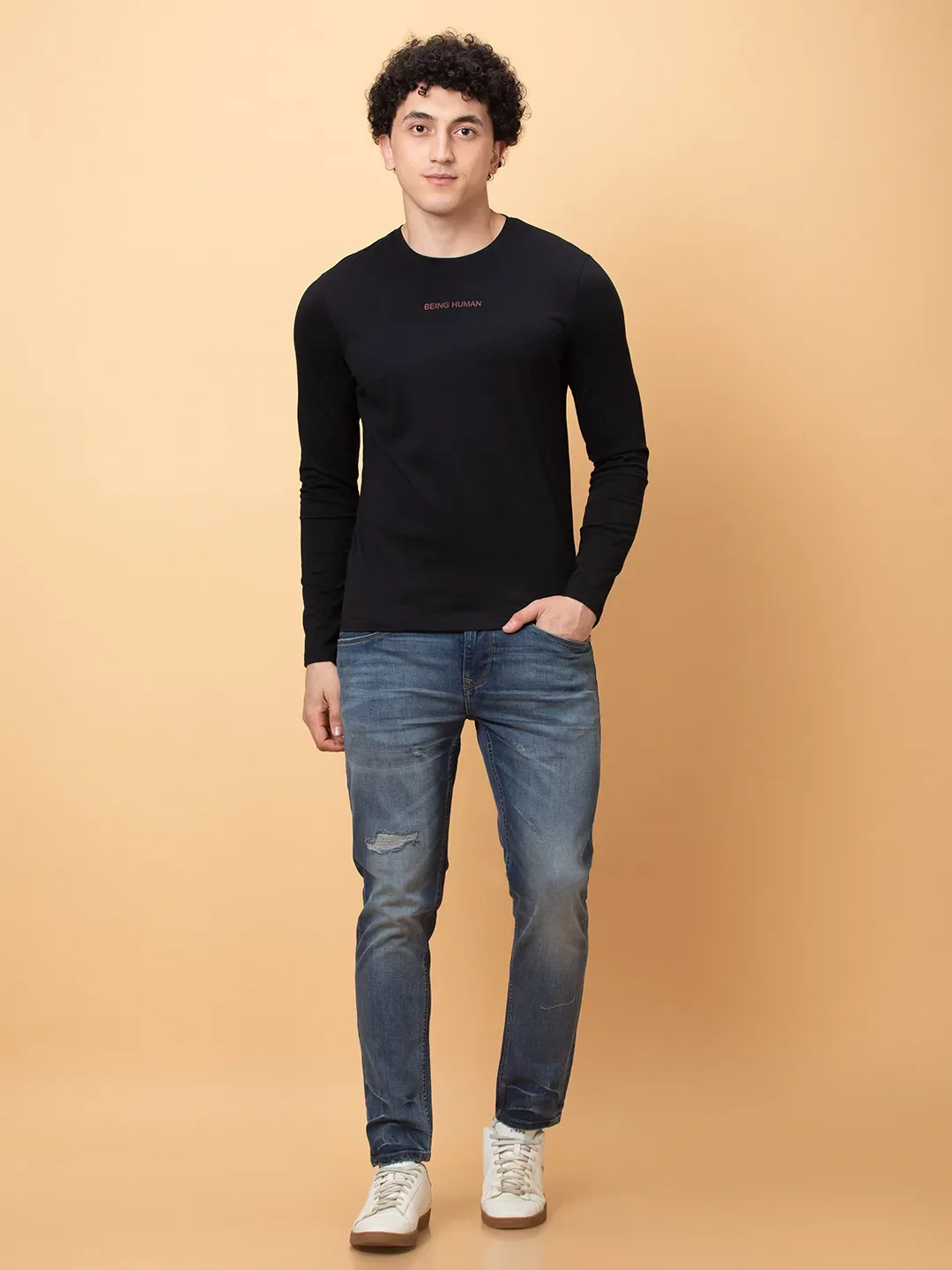 Black Regular Fit Long Sleeves Men's Jacket by Being Human Clothing - Image 2