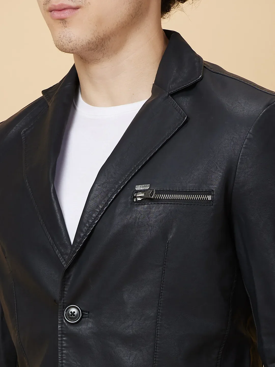 Black Regular Fit Long Sleeves Men's Jacket by Being Human Clothing - Image 5