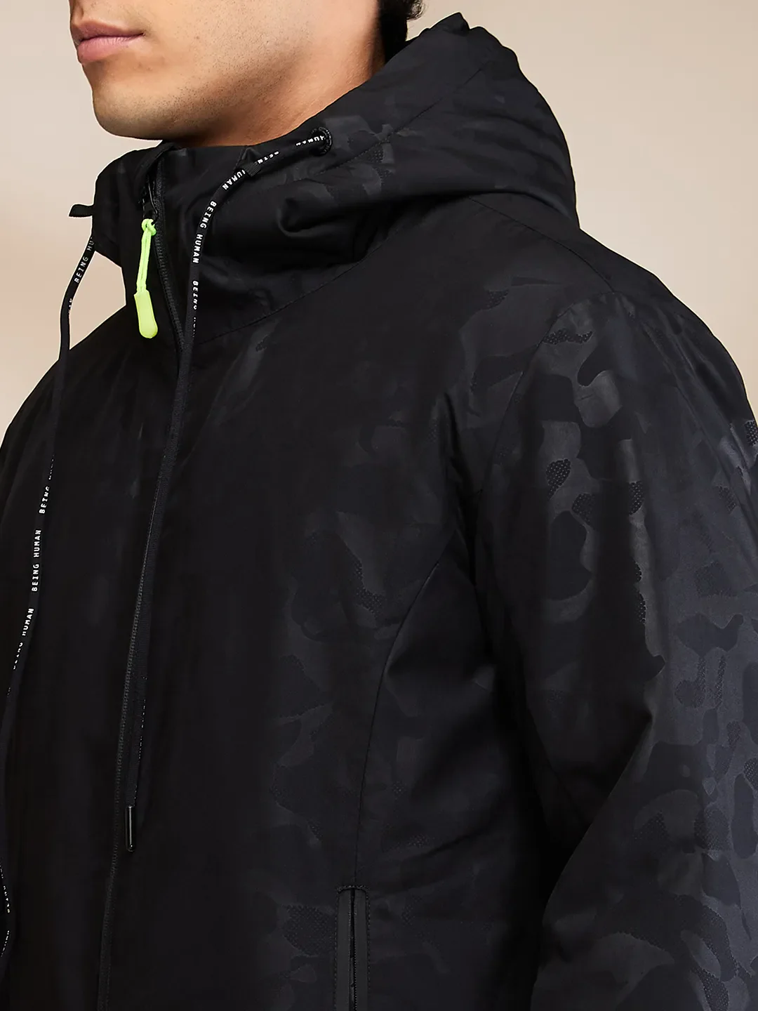 Black Regular Fit Men's Jacket by Being Human Clothing - Image 5