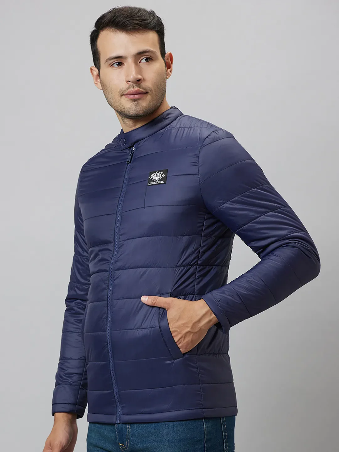 Blue Regular Fit Men's Jacket by Being Human Clothing - Image 4