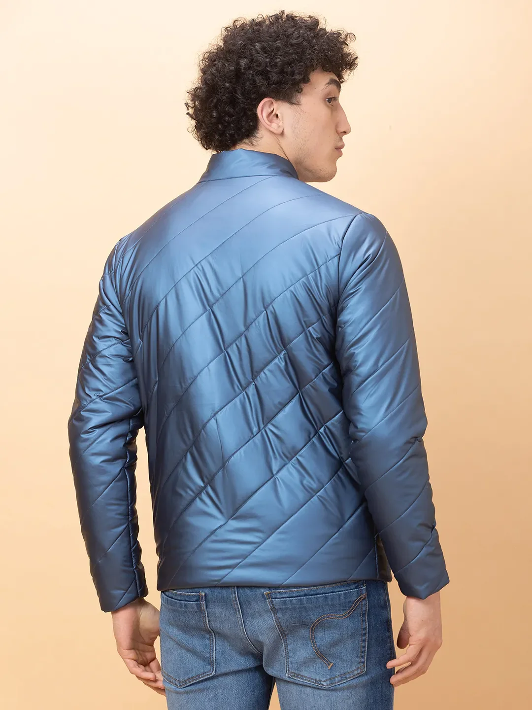Blue Regular Fit Men's Jacket by Being Human Clothing - Image 3