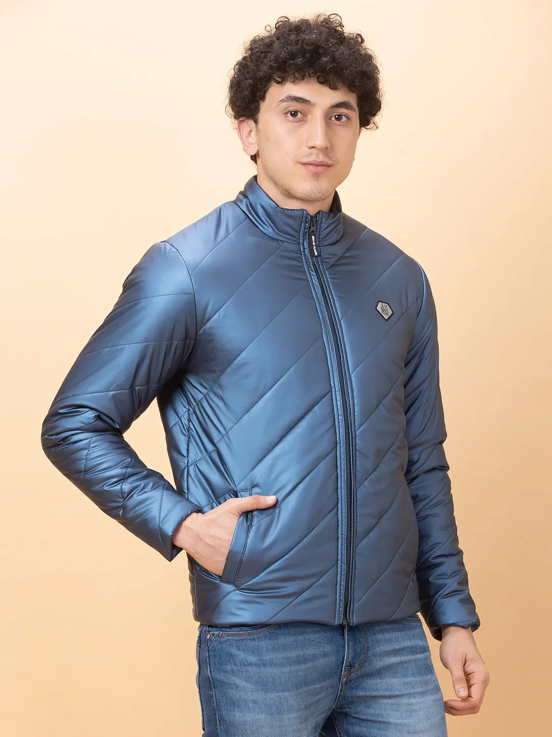 Blue Regular Fit Men's Jacket by Being Human Clothing - Image 4