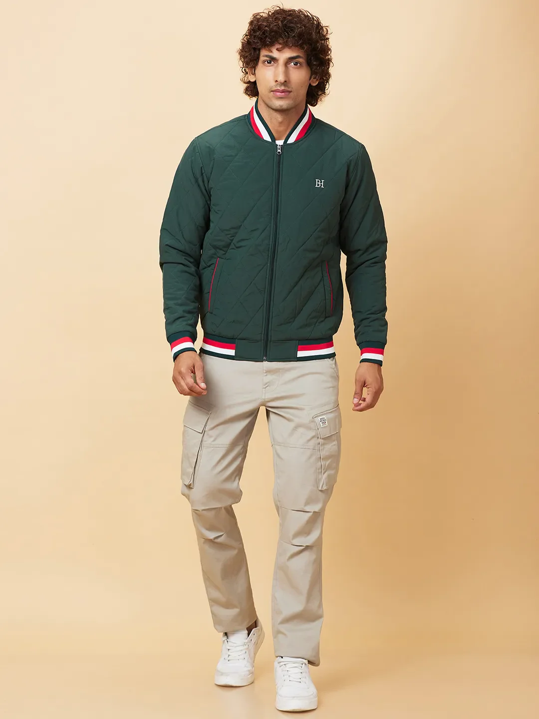 Bottle Green Regular Fit Men's Jacket by Being Human Clothing - Image 2