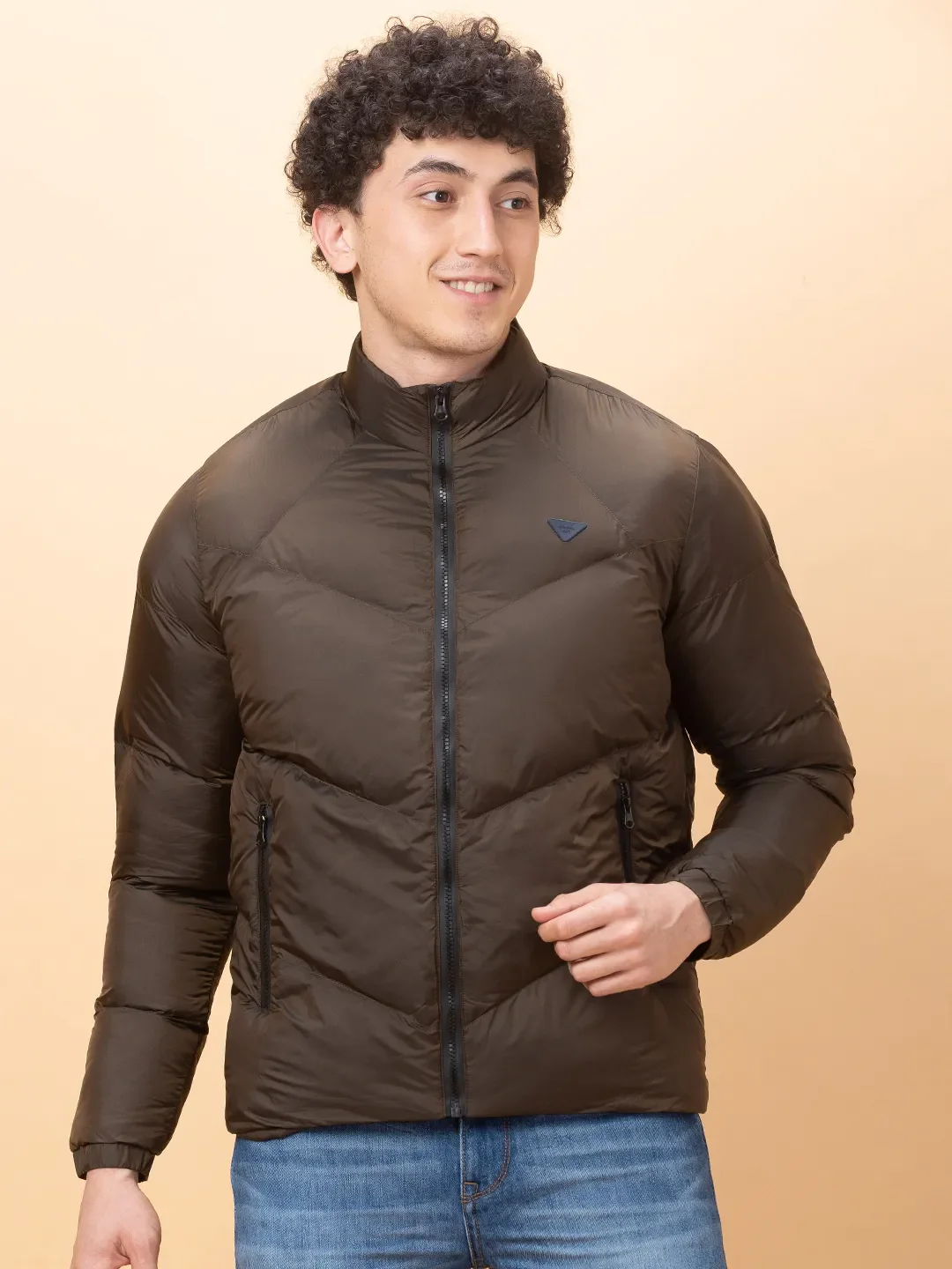 Brown Regular Fit Men's Jacket by Being Human Clothing