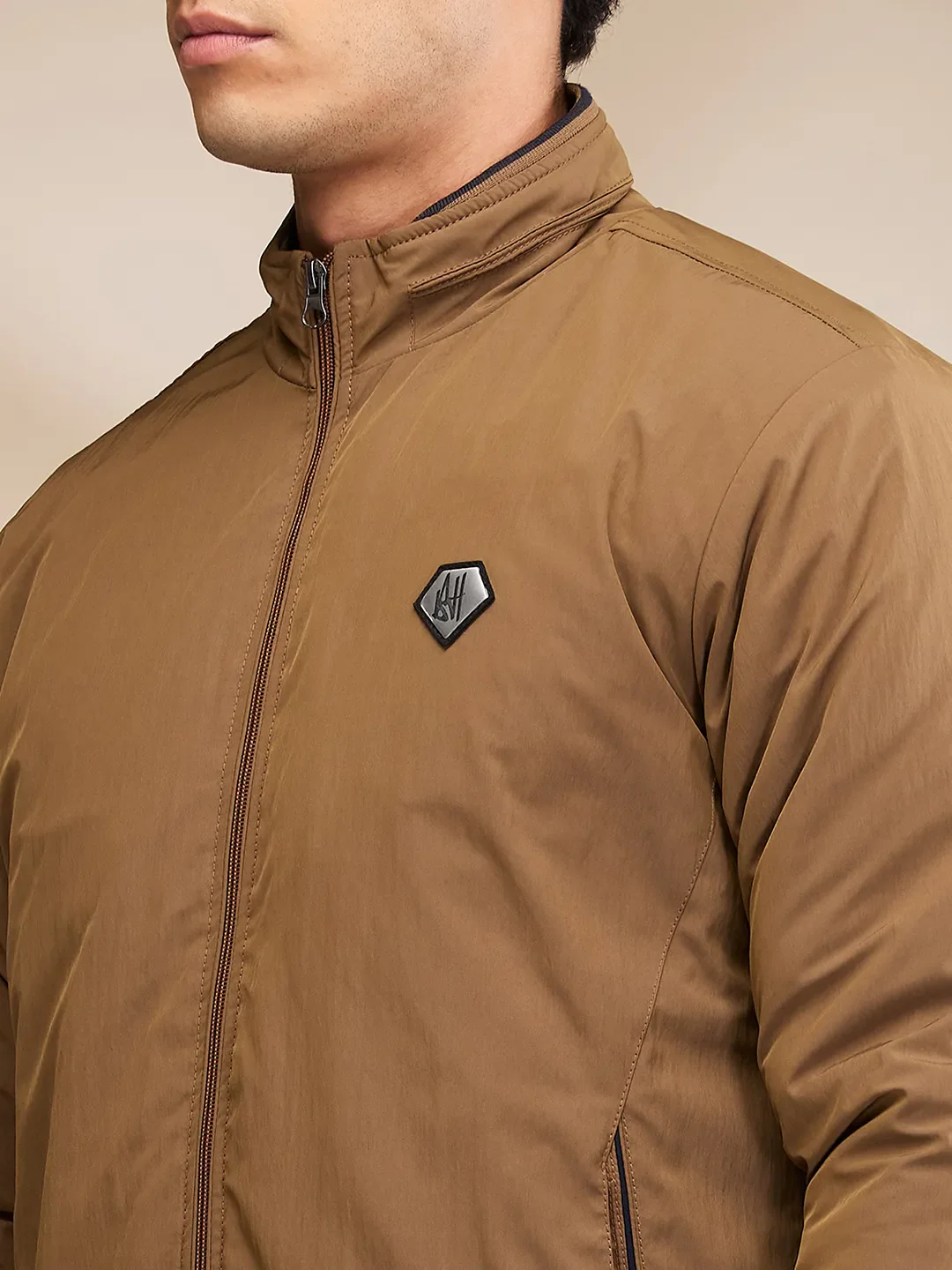 Brown Regular Fit Men's Jacket by Being Human Clothing - Image 5