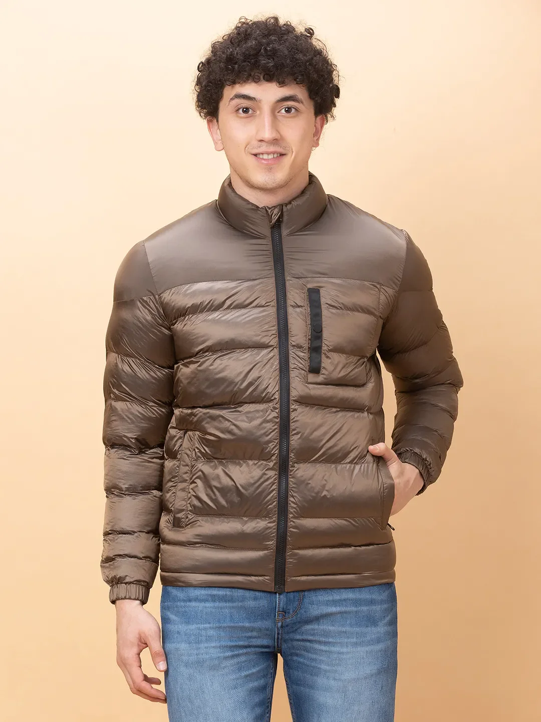 orange Regular Fit Long Sleeves Men's Jacket by Being Human Clothing