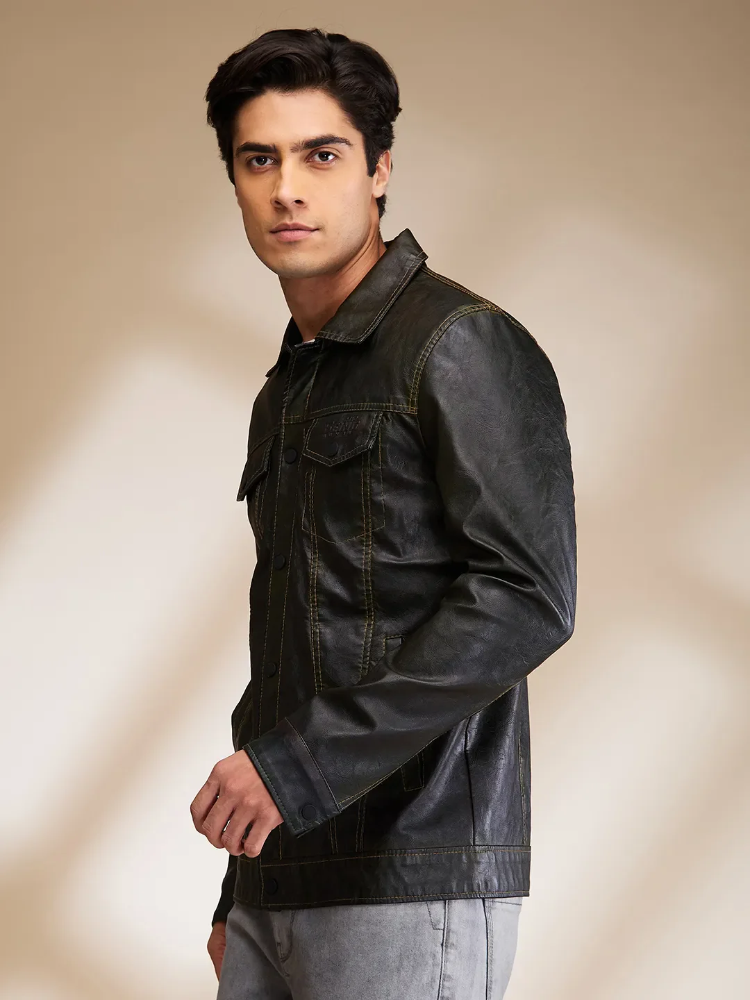 Green Regular Fit Long Sleeves Men's Jacket by Being Human Clothing - Image 4