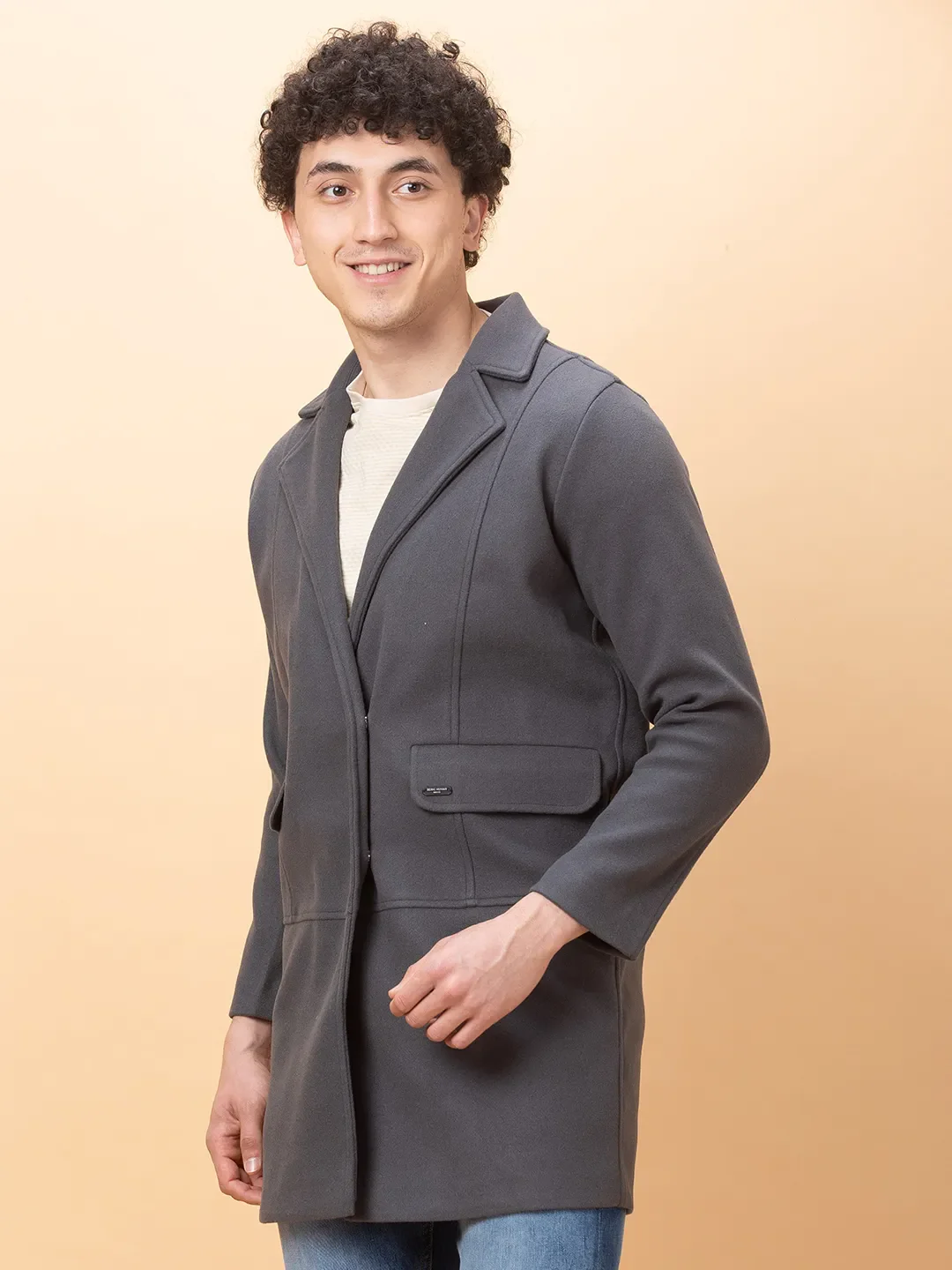 Grey Regular Fit Long Sleeves Men's Jacket by Being Human Clothing - Image 4