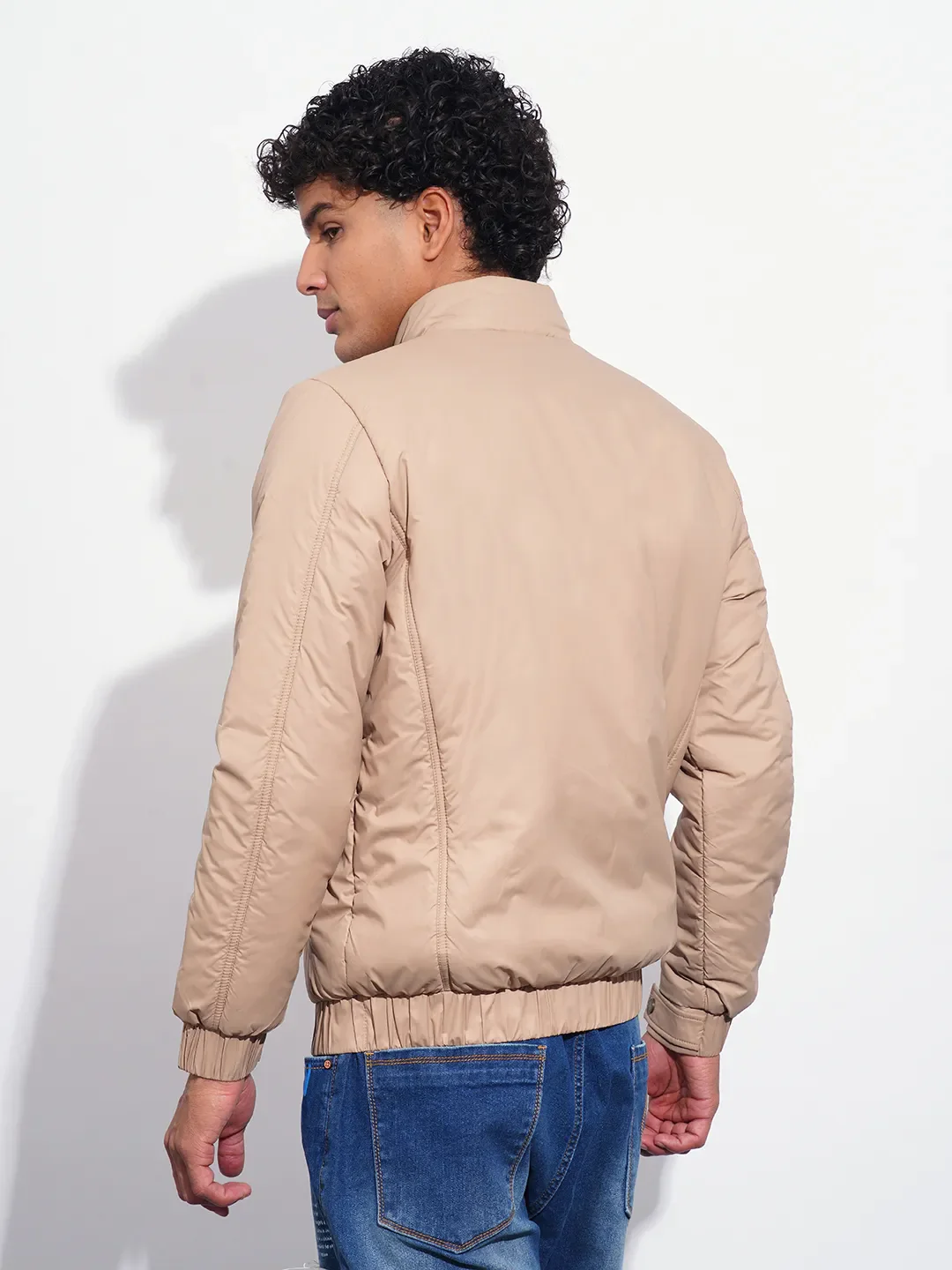 Beige Regular Fit Men's Jacket by Being Human Clothing - Image 3