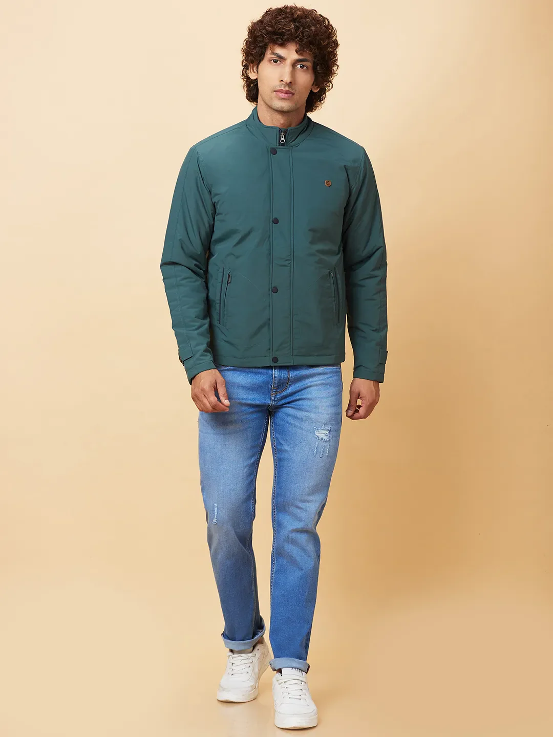 Forest Green Regular Fit Men's Jacket by Being Human Clothing - Image 2