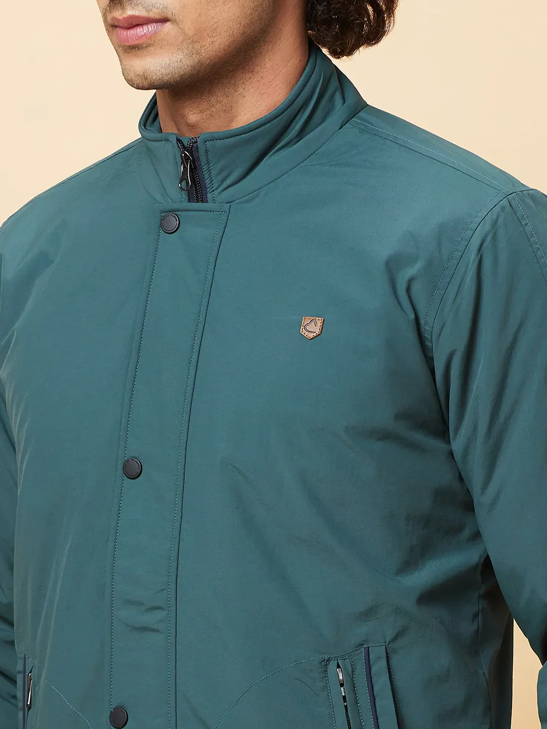 Forest Green Regular Fit Men's Jacket by Being Human Clothing - Image 5