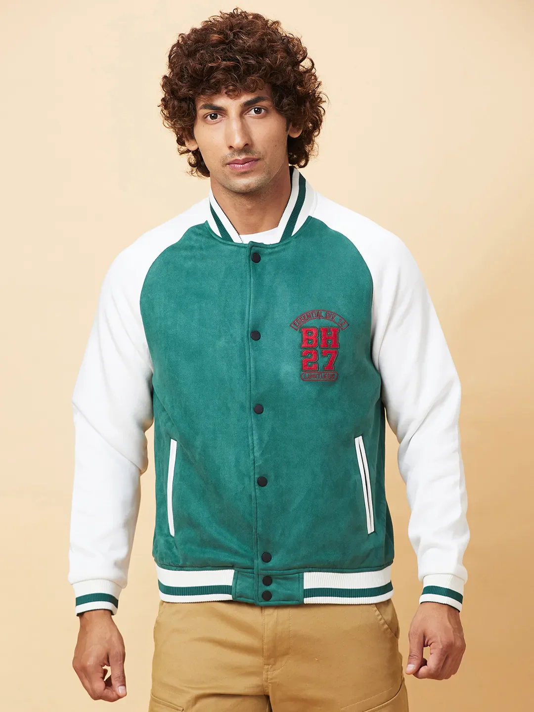 Green Regular Fit Men's Jacket by Being Human Clothing