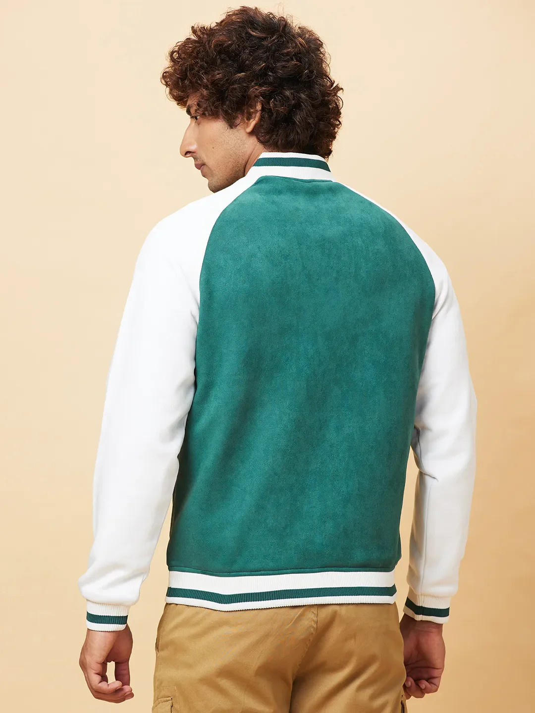 Green Regular Fit Men's Jacket by Being Human Clothing - Image 3