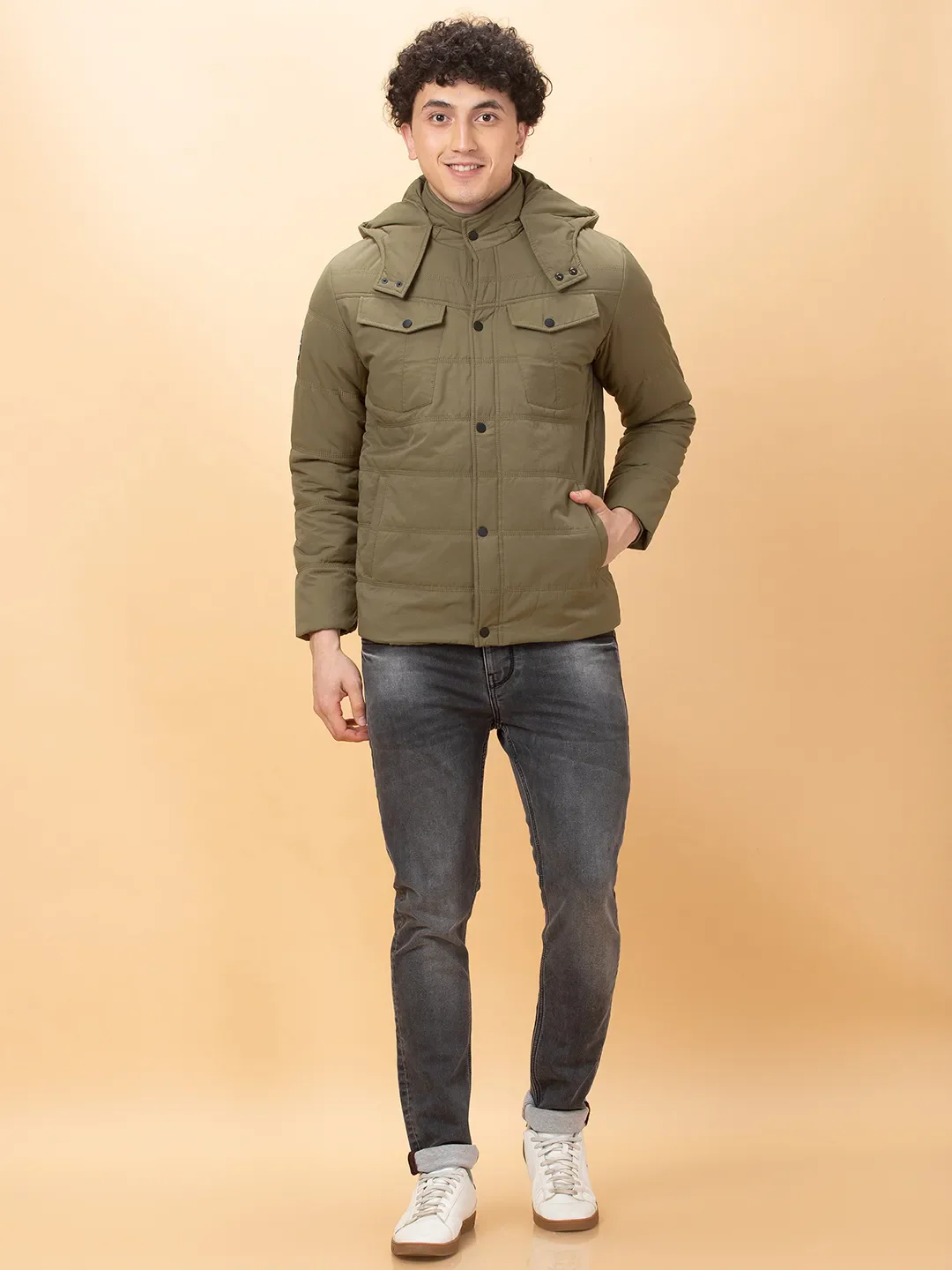 Green Regular Fit Long Sleeves Men's Jacket by Being Human Clothing - Image 2