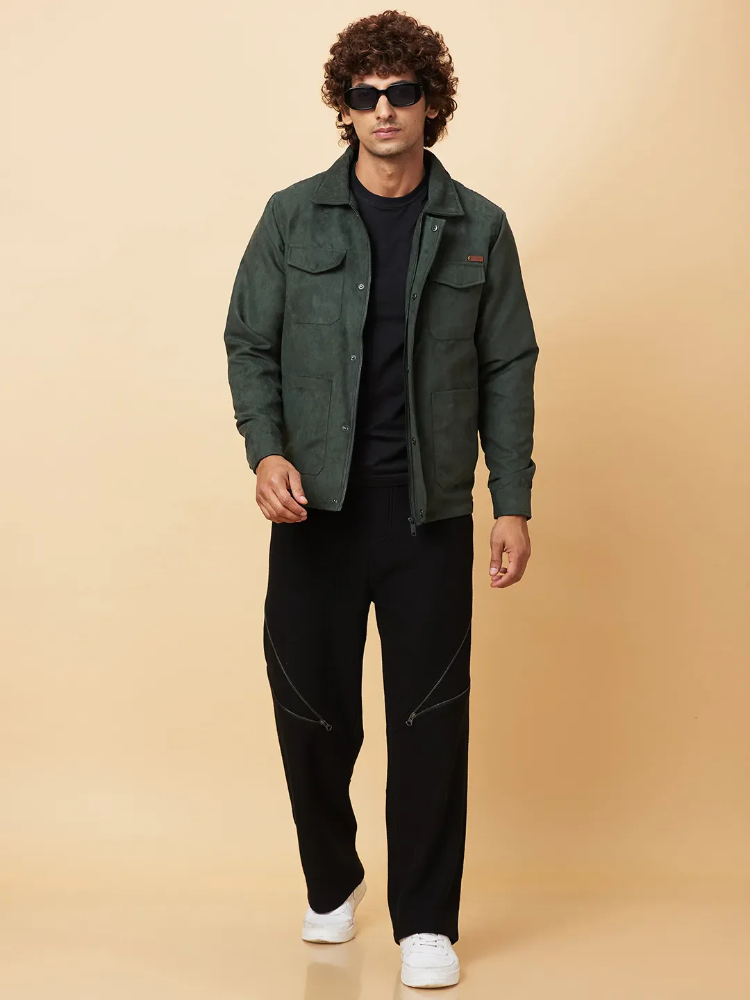 Green Regular Fit Men's Jacket by Being Human Clothing - Image 2
