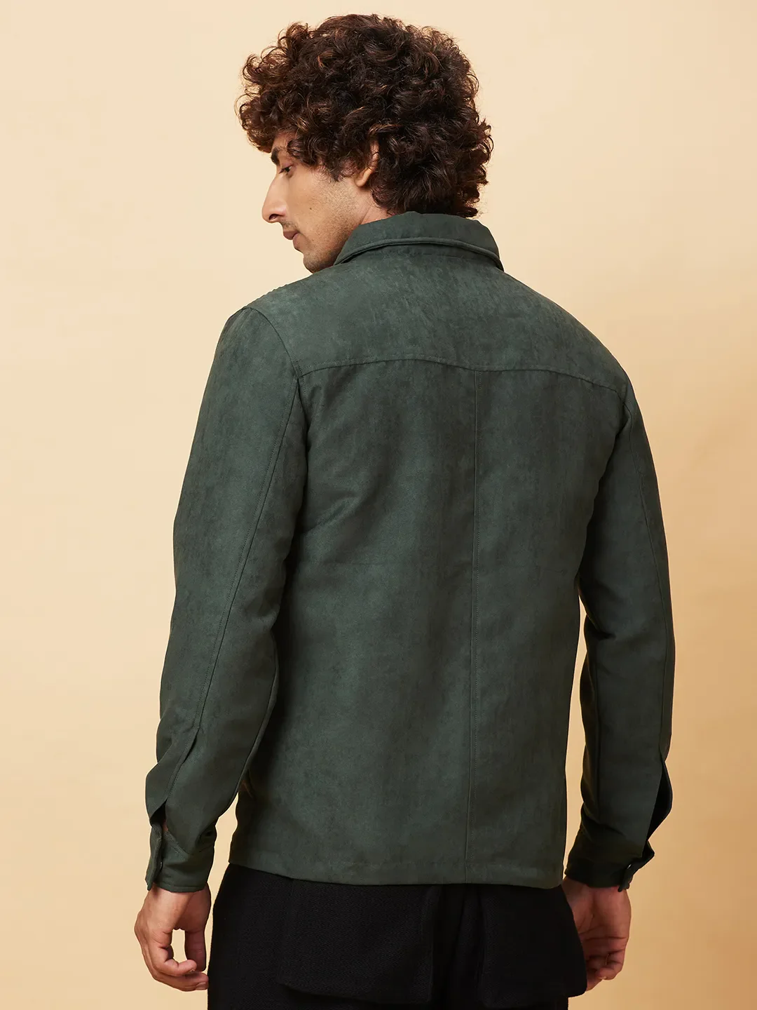 Green Regular Fit Men's Jacket by Being Human Clothing - Image 3