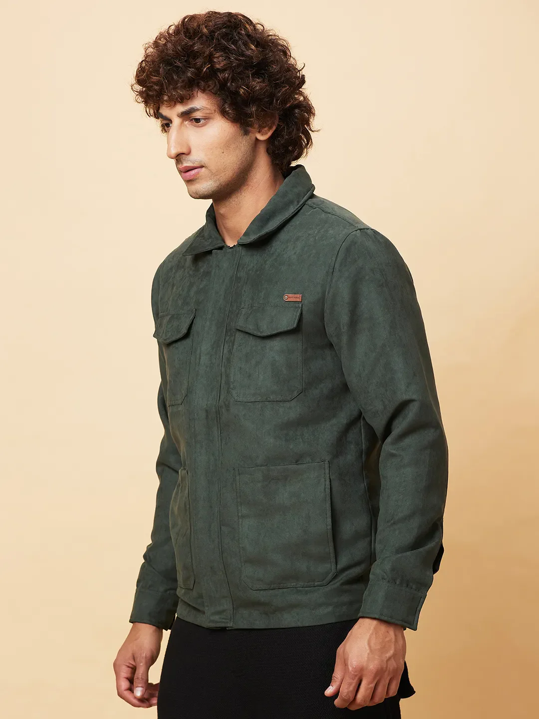 Green Regular Fit Men's Jacket by Being Human Clothing - Image 4