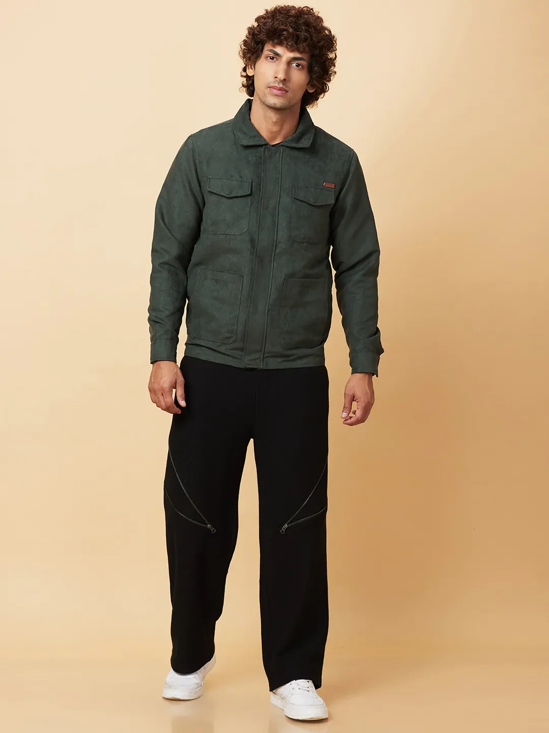 Green Regular Fit Men's Jacket by Being Human Clothing - Image 6