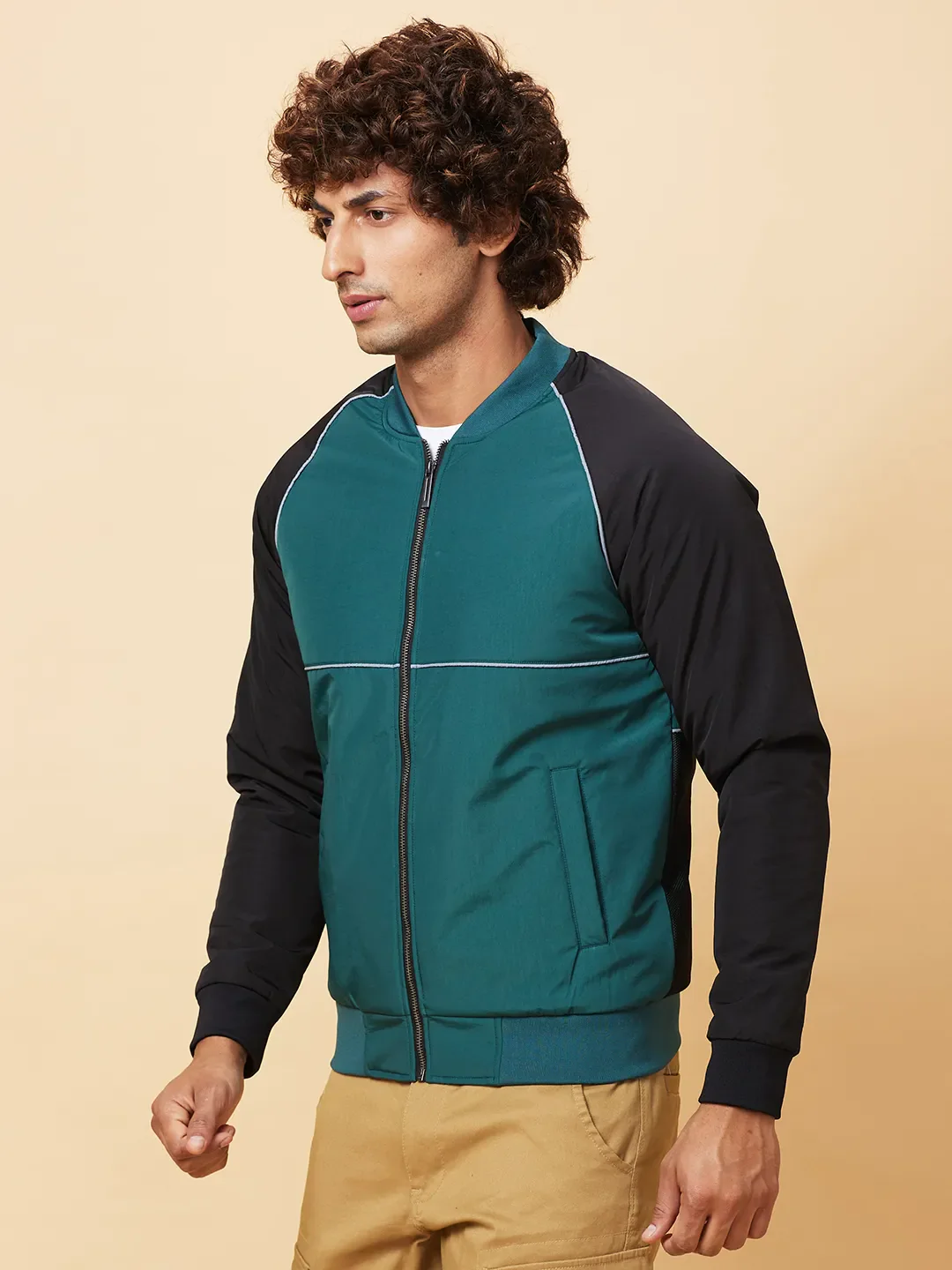 Green Regular Fit Long Sleeves Men's Jacket by Being Human Clothing - Image 4