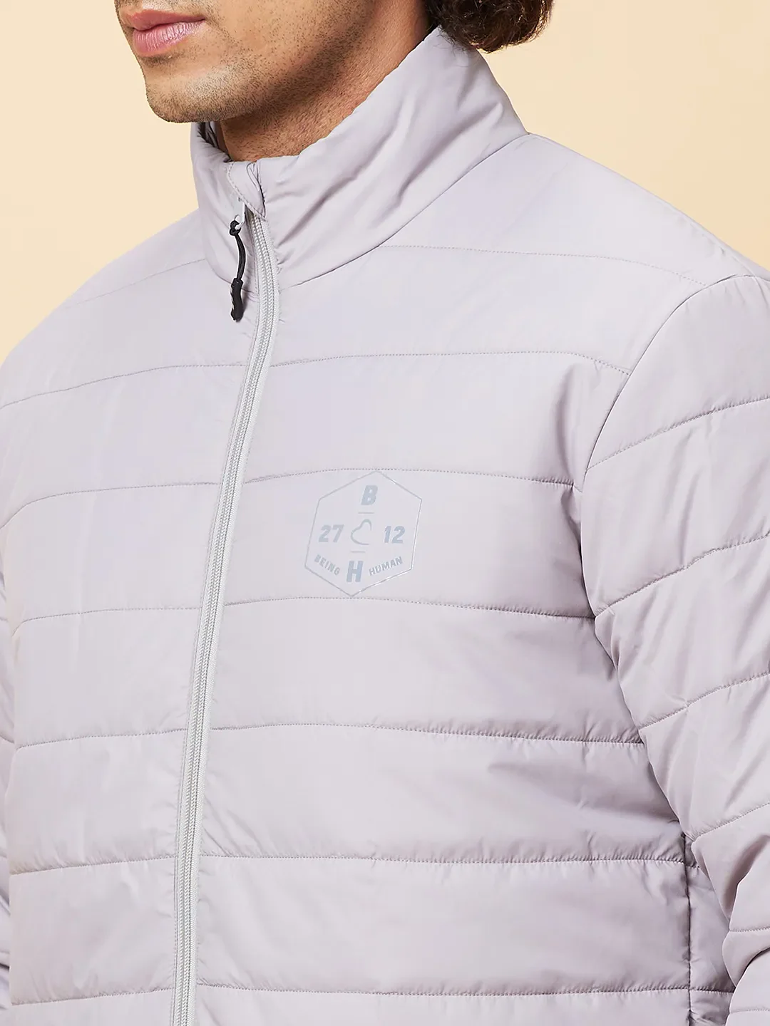 Light Grey Regular Fit Men's Jacket by Being Human Clothing - Image 5