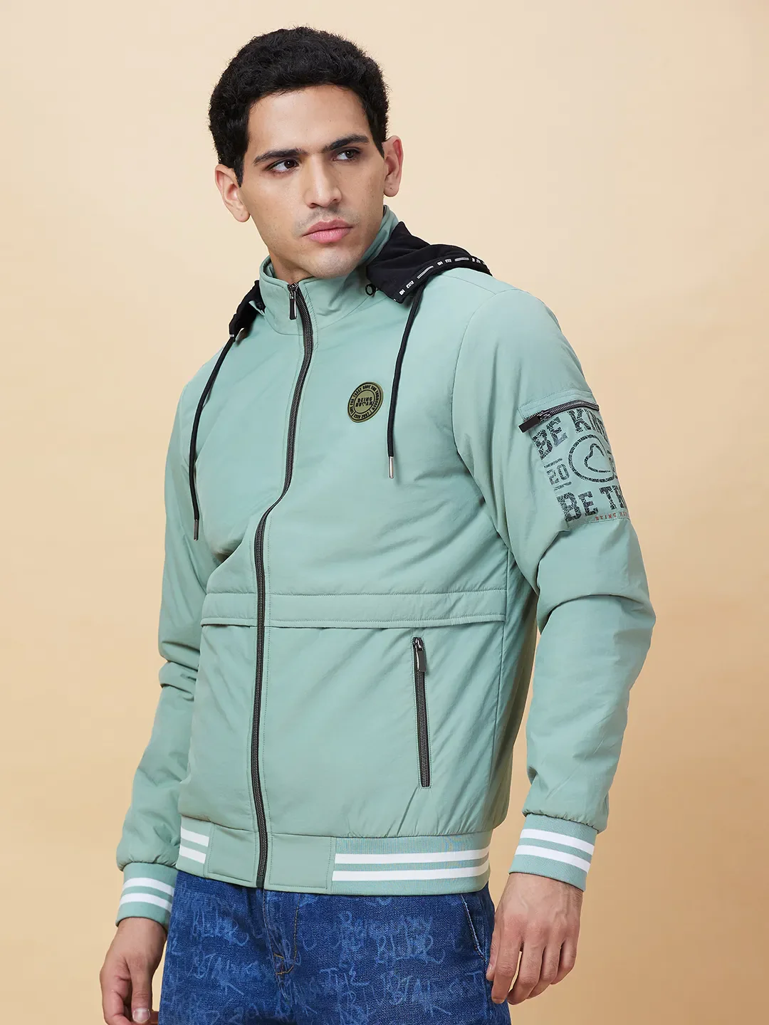 Mint Regular Fit Men's Jacket by Being Human Clothing - Image 4