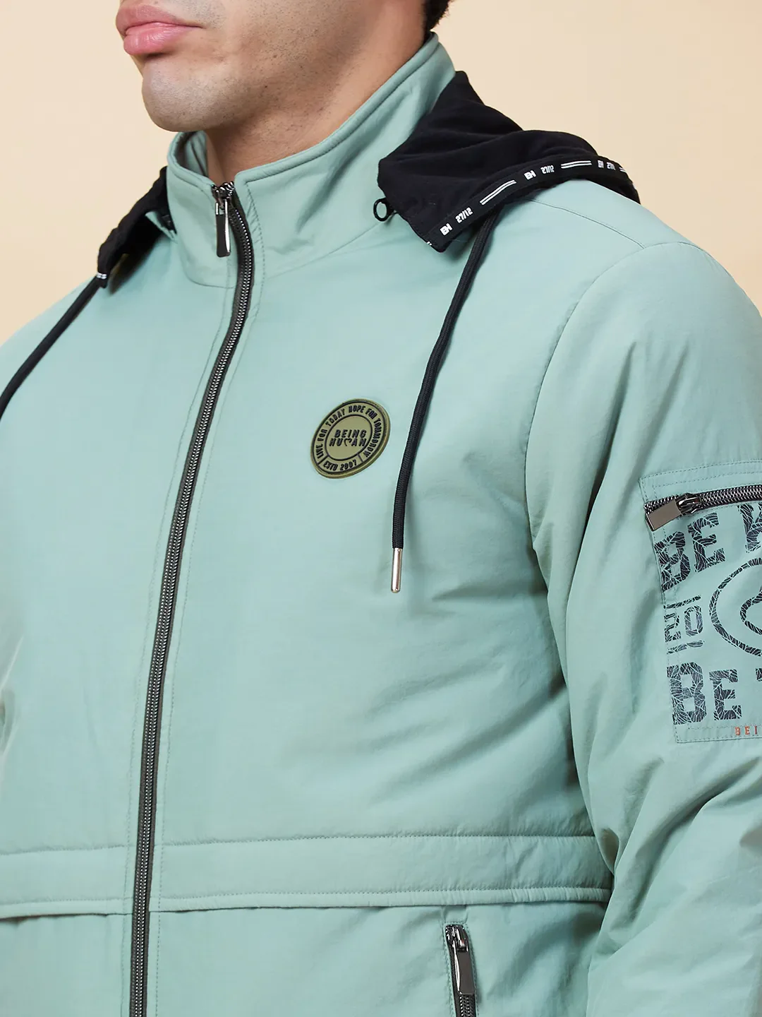 Mint Regular Fit Men's Jacket by Being Human Clothing - Image 5